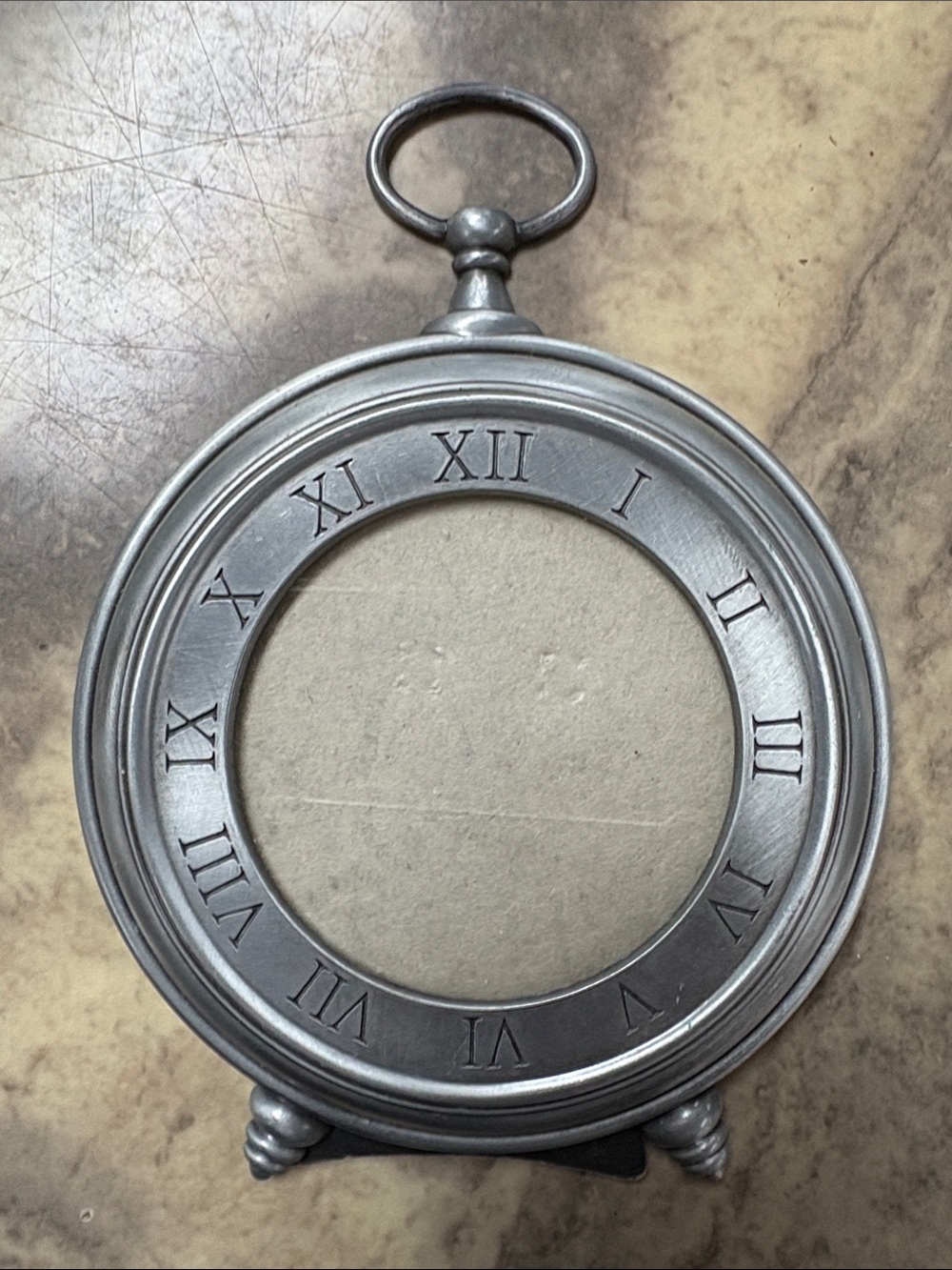 Silver Pocket Watch Style Round Frame - Silver